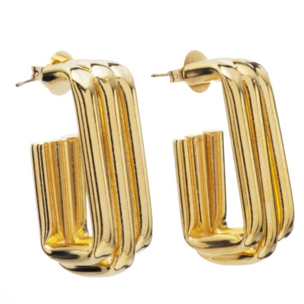 Mayamar 24K Gold Heavy plating Square Hoop Earrings